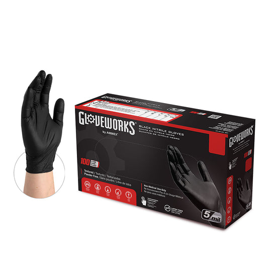 Black 5 Mil Nitrile Gloves- Case
